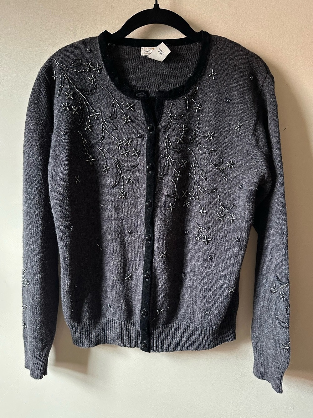Yarnworks Beaded Ramie Cotton Button Up Sweater